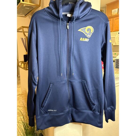 NFL Men's Nike Navy Los Angeles Rams Full-Zip Performance Hoodie Med - Picture 2 of 6